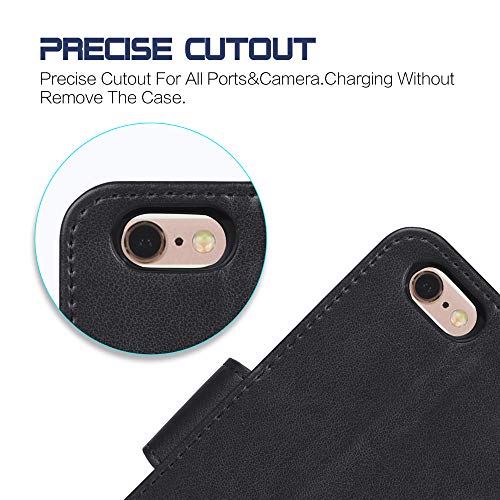 Arae Case For Iphone 6S / Iphone 6, Premium Pu Leather Wallet Case [Wrist Strap] Flip Folio [Kickstand Feature] With Id&Credit Card Pockets For Iphone 6S / 6 4.7 Inch (Black) #TOP3