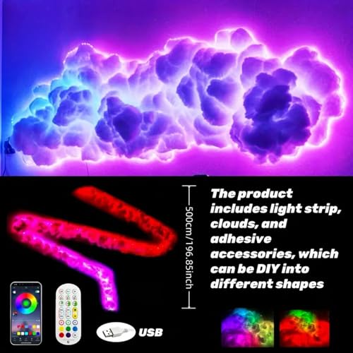 Lampe nuage décorative de dessin animé avec intensité lumineuse modulable LED - 6