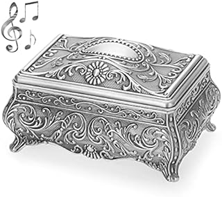 IGNPION Metal Decorative Music Box Rose Elegant Musical Jewellery Box Trinket Storage Box Music Jewelry Keepsake Ornate Display Case Birthday, Wedding (Tune:You Are My Sunshine)