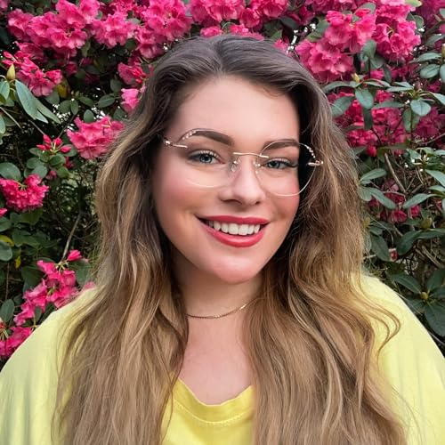 Image of GUDVUE Rimless Blue Light Glasses, Computer Glasses, Anti Glare /UV400 /Eye Strain (Rimless Polygon Rose Gold)
