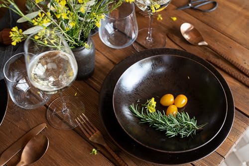 MÄSER Servizio da tavola in bronzo metallizzato, 12 pezzi, per 4 persone, con elegante smalto lucido, set di piatti con piatti piani, piatti fondi e piatti da dessert in ceramica di alta qualità, - immagine 3