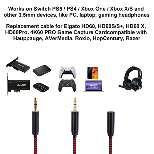 Cable de audio de repuesto para Elgato HD60S compatible con Switch PS5 y Xbox 4