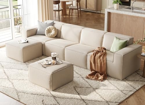 LINSY HOME Modular Sectional Sofa, 134" Boneless Couch U Shaped