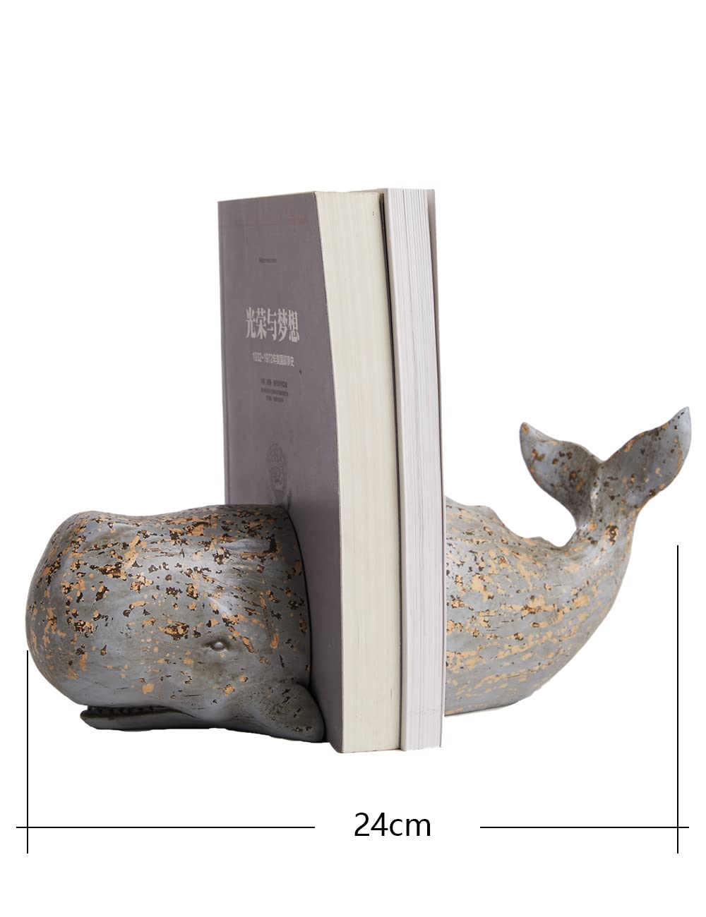 HAUCOZE Portalibri Reggilibri Balena Scultura Statua Marina Decorazione Figurina Moderna Arte Regalo per Famiglia Amici Amanti Resina 24cm