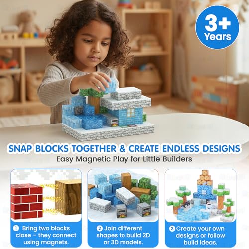 Image of Kidology Magnetic Tiles for Kids & Toddlers | 54 Pcs Building Blocks STEM Montessori Toy for Boys & Girls Age 3+ | Magnetic Cubes Set for Creative Learning & Sensory Play