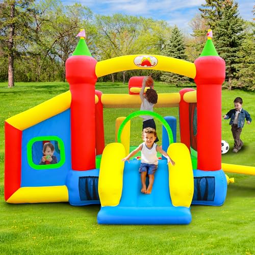 Inflatable Bounce House,Jumping Castle Slide with Blower,Kids Bouncer with Ball Pit - Image 3