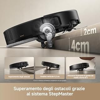 Mova P50s Ultra Robot Aspirapolvere e Lavapavimenti, 24000Pa, Mop Autopulente con Acqua Calda, Sistema Stepmaster Per Il Superamento Ostacoli e Navigazione Flashpulse 3d Tof a Doppia Luce, Nero