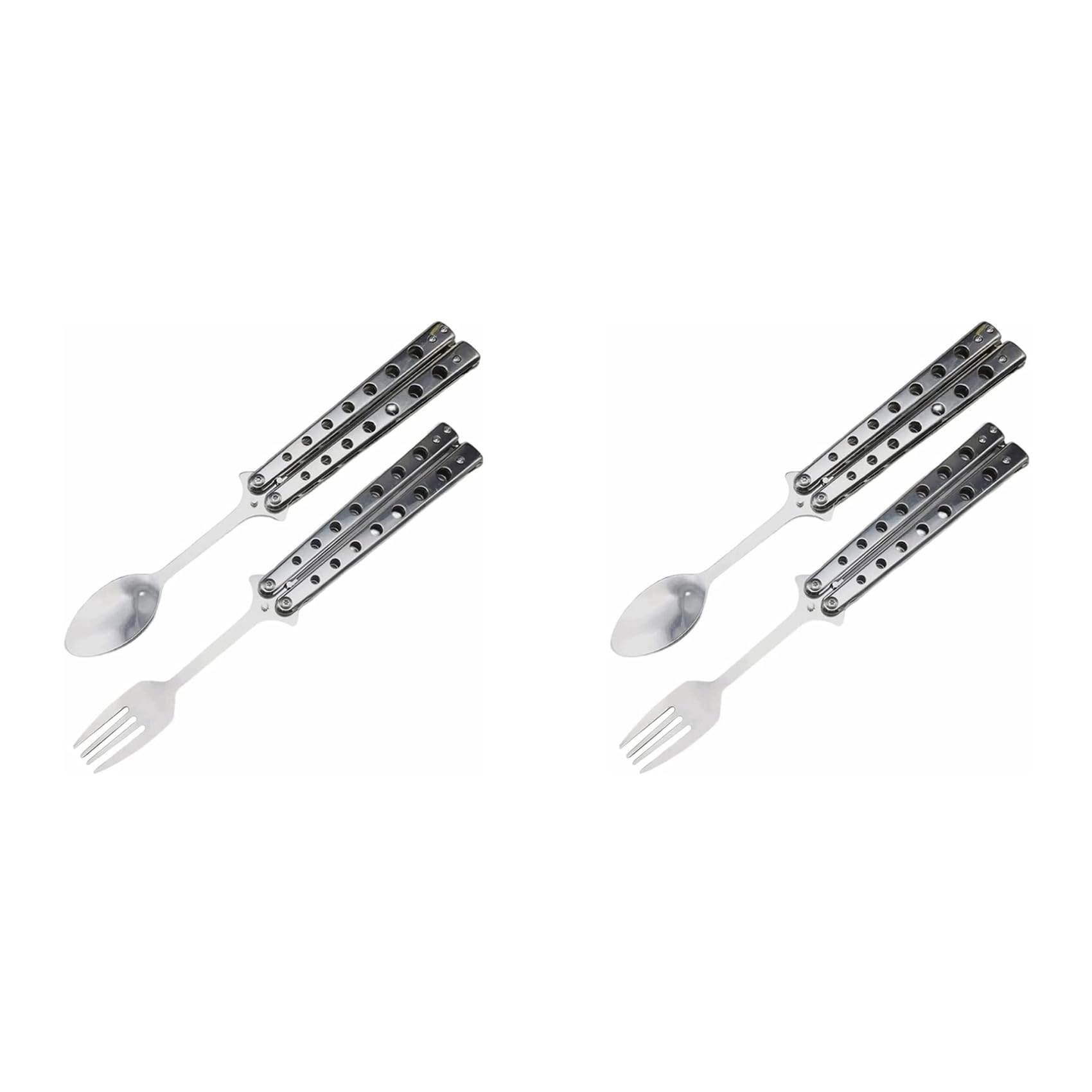 Aundhegrtt 2X Spoon and Fork Set, Stainless Steel Cutlery for Kitchen BBQ