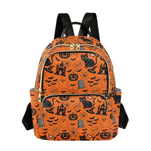 ALAZA Halloween Orange Festive Women Backpack Purse Ladies Fashion Shoulder Bag Daypack Travel Bag 10L