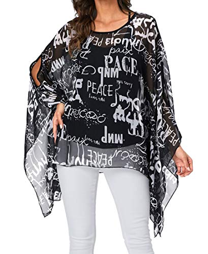 Rokou Women's Bohemian Floral Blouse Loose Batwing Sleeve Beach Cover Tunic Tops (Large, Color8)