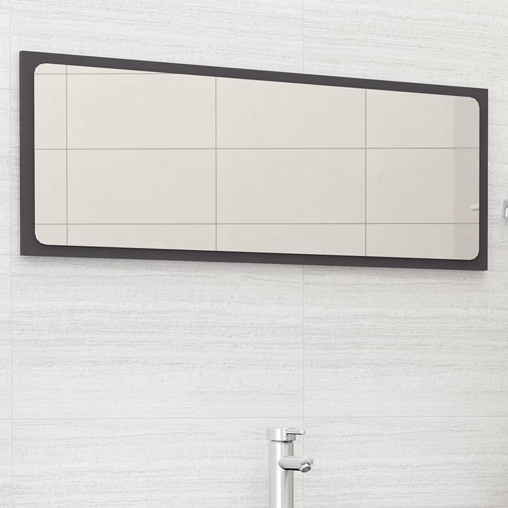vidaXL Modern Bathroom Mirror, Wall Mounted, Gray, Engineered Wood, Acrylic, 39.4"x0.6"x14.6"