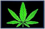Marijuana Leaf Blacklight Poster Classic Retro Trippy Flocked Felt Velvet UV Black Light Reactive Psychedelic Pot Cannabis Fantasy Stoner Weed 35x23 inch