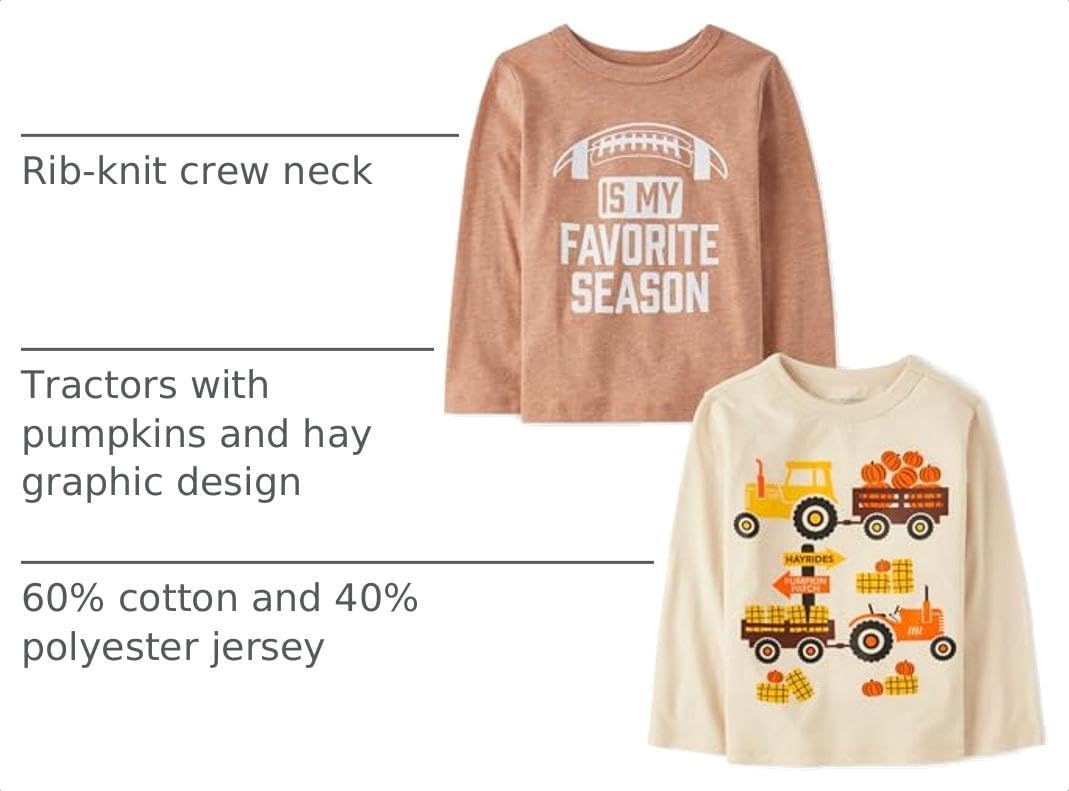 The Children's Place Baby and Toddler All Holidays,Birthdays Long Sleeve Graphic T-Shirts,2 Pack image 4