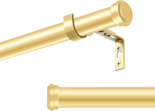 Adjustable Gold Curtain Rod Set, 1-Inch Diameter, Heavy-Duty, Easy Installation - Curtain Rods for Windows 28 to 48 InchesGold,30-48"