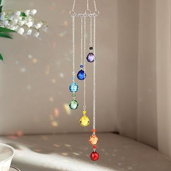 Rainbow Sun Catcher Crystal Window Decoration Hanging Prism Wind Chimes for Outdoor Hanging Light Catcher Crystals for Hangin
