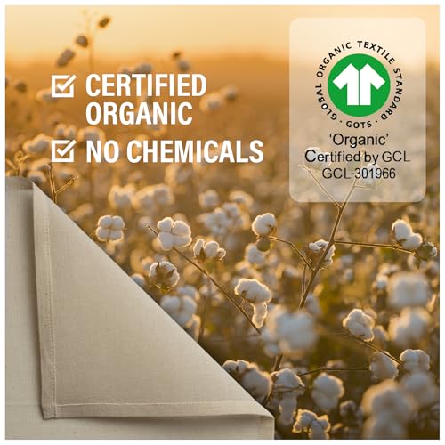 Image of Organic Unbleached Cotton Cheesecloth - GOTS Certified Reusable Hemmed Muslin Straining Cloth for Cooking & Kitchen, 2 Squares, 23 inch x 23 inch (58 x 58 cm)