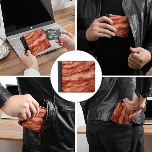 Bacon Food Bifold Wallet Hidden Compartments Pocket Money with Credit Card Holder for Men Women3