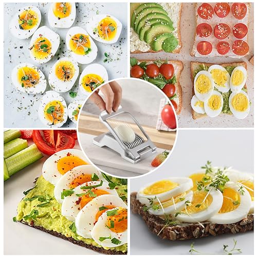 Egg Slicer for Hard Boiled Eggs, LCCOWOT Heavy Duty Strawberry Slicer Cutter, Stainless Steel Wire Cup Slicer with Aluminium Body, Perfect for Eggs, Fruit, Spam, Mushroom and More - Thumbnail 6