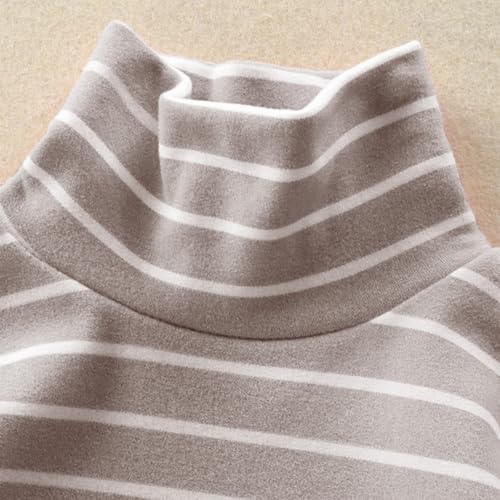 Kids Striped Turtleneck Long Sleeve Thermal Undershirt Boys Girls Fleece Slim Fit Stretchy Pullover Tops Warm Shirt4