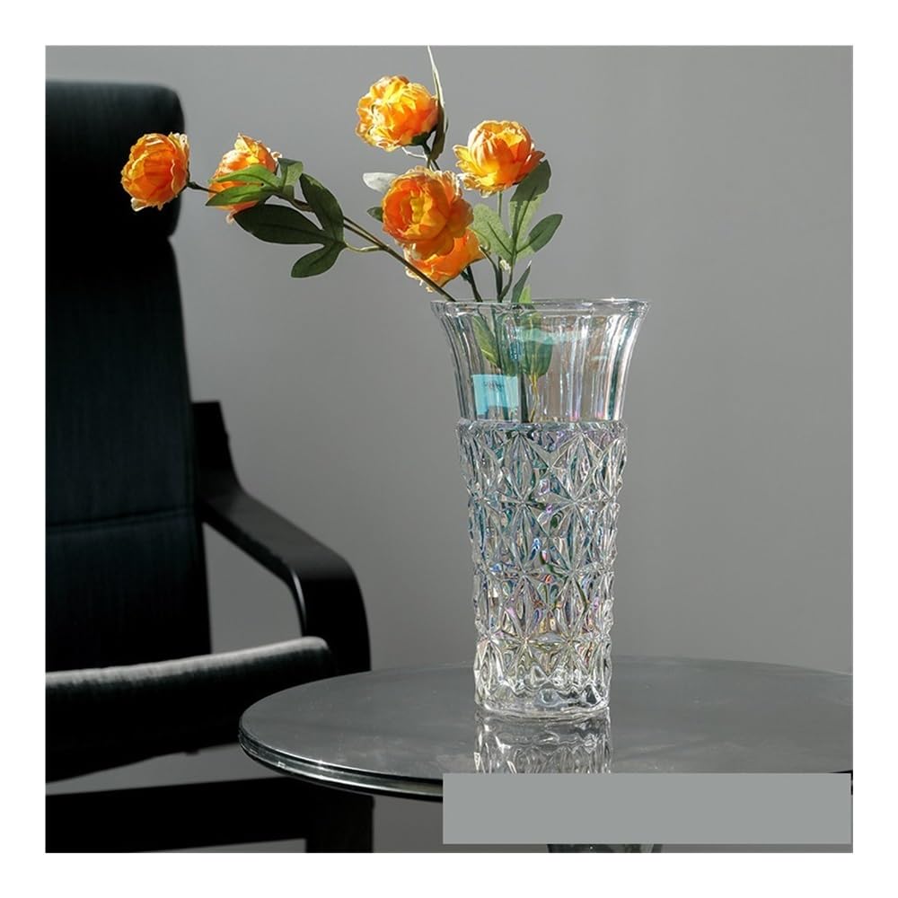 Jarrón de cristal nórdico para decoración del hogar, decoración de mesa de agua, arreglo floral de gran diámetro, decoración de jarrón de vidrio para sala de estar (C)