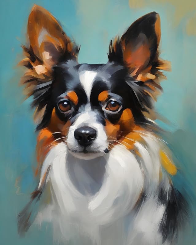 ZMHZMY Paint by Numbers for Adults Papillon Dog Animal Painting by Number for Adults DIY Digital Painting for Beginners Wall Decor Drawing Art Decor,40x50cm No Frame