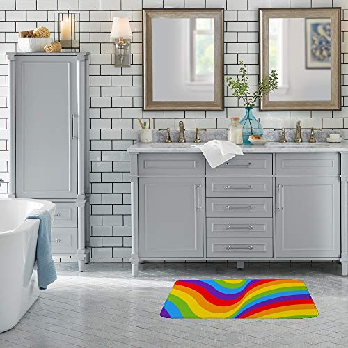Tapis de bain absorbant multicolore à rayures ondulées pour sol sec - 4