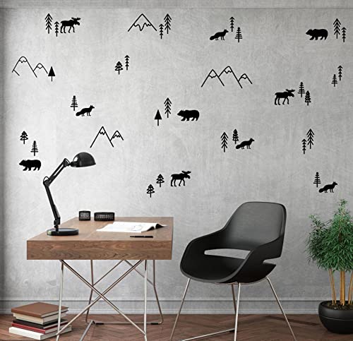 Vinilos Decorativos Montañas Animales Bosque Habitacion Niños miniatura 2