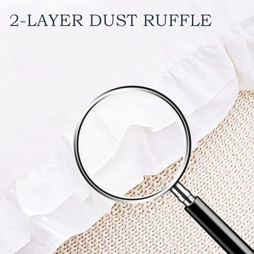 Lemfux European Pillow Shams White Ruffle Decorative Pillow Covers 20x26 inch, Set of 2, Euro Pillow Shams Cotton Shabby Pillowcases Feminine Pillow Cover Standard Size by Lemfux - Used condition - Image 8