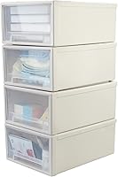 Vista 8 de Cajón de almacenamiento apilable de 17.5 cuartos de galón, paquete de 4 cajones de plástico