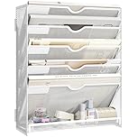 VITVITI File Organiser, 6-Tier A4 Wall Mounted Magazine File Holder for Mails Folders Papers, Vertical Document Organiser for Office Home - White