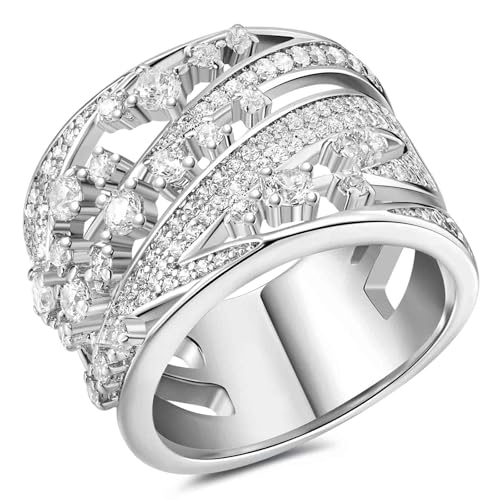 AIHUASI JEWELRY Wide Wedding Bands for Women AAAAA Cubic