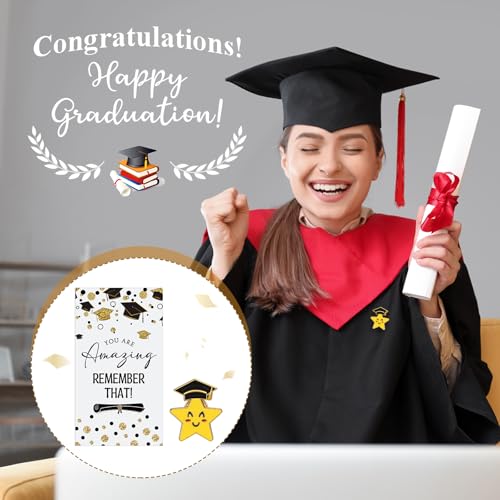 Image of Bucherry 90 Pcs Graduation Gifts Smile Lapel Pin Graduation Cap Pocket Token Inspirational Cards Organza Bag (Cute Style)