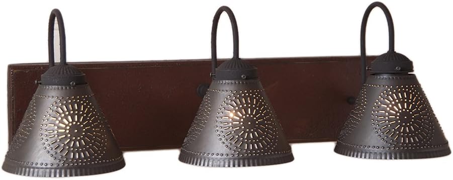 Irvin's Tinware, Crestwood Vanity Light in Plantation Red, 9195TPLR, Rustic Country Lighting