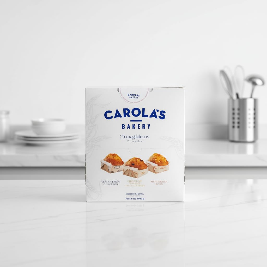 Surtido de 25 Magdalenas Artesanales - Pack 1 kg de Bollería Tradicional - Sabores Limón, Chocolate con Naranja y Mantequilla - Carola's Bakery - Ideal para Desayunos y Meriendas en Familia - NEXU
