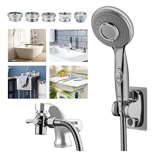 KLLEYNA Shower Head Sink-Faucet Bathtub-Bathroom-Garden - Hose Sprayer Attachment(5 Adapters) for Hair Washing & Pet Dog Rinse & Baby Bath, ON/OFF Extension for Moen, Kohler, Delta, American Standard