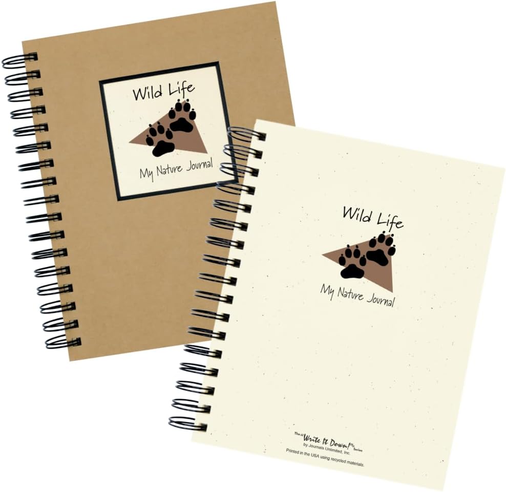 Write it Down series by Journals Unlimited, Guided Journal, Wild Life, My Nature Journal, Full-size 7.5"x 9", Kraft Hard Cover, Made in USA