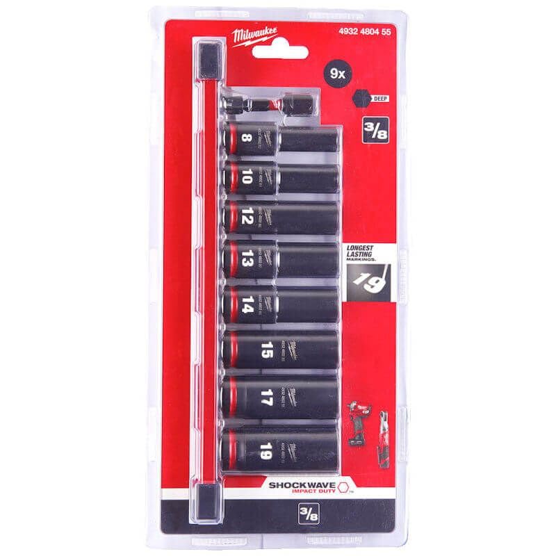 Milwaukee 4932480455 - Set di chiavi a bussola in acciaio Cr-Mo, misura piccola