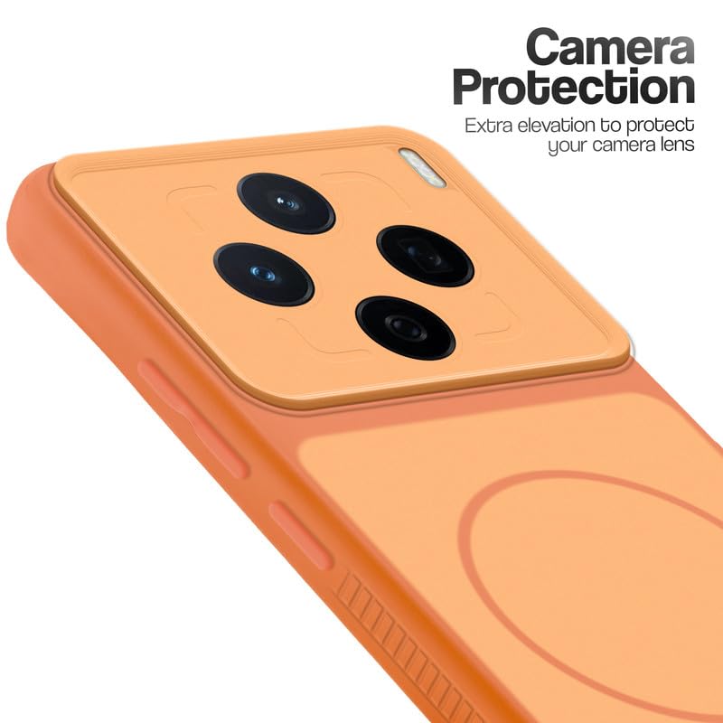 Image of Mr. Case Back Cover for Vivo X200T 5G | Ring Design Protective Case with Camera Cut Protection | Anti Slip Grip | Shockproof Mobile Cover - Orange