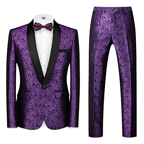 Costume floral slim fit 2 pièces hommes pour mariage bal et dîner chic
