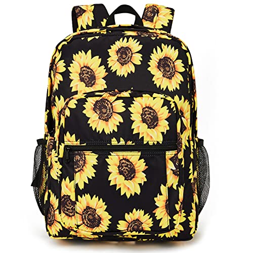 Telena School Backpack For Teen Girls Boys Lightweight Bookbag Backpack For Middle & High School With Bottle Side Pocket, Sunflower Backpack #TOP5