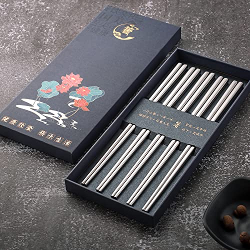 5 paia di bacchette in acciaio inox con confezione...