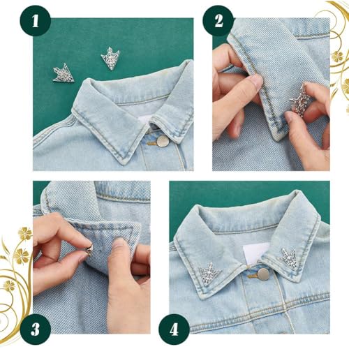 Image of PH PandaHall 12pcs Tassel Chain Brooch Collar Pins 8 Styles Wing Double Link Chains Tie Clips Chain Leaf Flower Lapel Pin Retro Shirt Collar Decoration for Men Women Shirt Suit Tuxedo Tie Hat Scarf