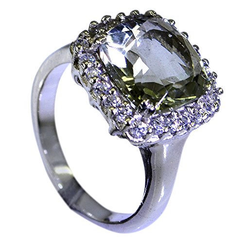 Imagen de Anillo de Amatista Verde de 55 Quilates con Forma de cojín de Plata de Ley 925