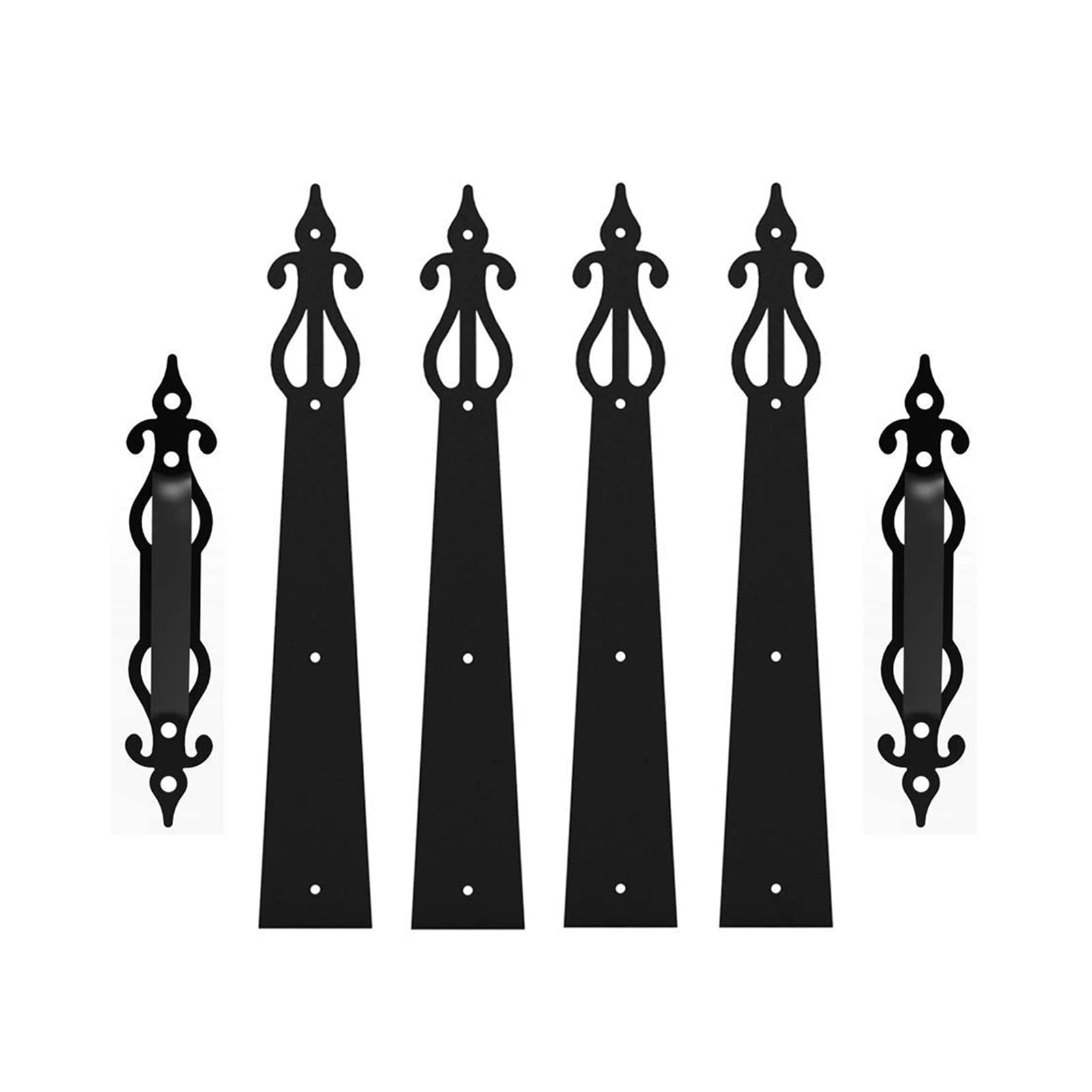 Edede One Color Sliding Door Hardware Decorative Carriage House Garage Handle Hinge Accent Set Sliding Barn Door Hardware Kit Screw Mounted 2 Handles 4 Hinges