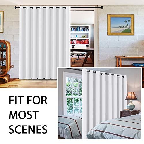 Image of H.VERSAILTEX White Curtains for Sliding Glass Door Room Divider Curtains Noise Reduce Barrier Privacy Curtain Panel Portable Window Screen Sliding Partition, W120 x L96 inches /8' Tall by 10' Wide