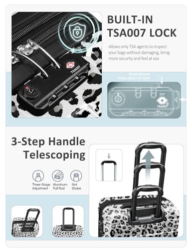 Image of Cheetah Print Carry on Luggage - Airline Approved Suitcases with Spinner Wheels, Built-In TSA Lock，Hard Shell Expandable Suitcases