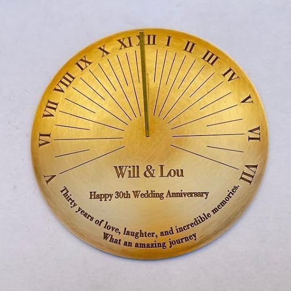 Customised Anniversary Brass Sundial Gift for Him or Her - 30th Wedding Anniversary Romantic Gifts, Couples 30 Years of Love Anniversary Presents for Parents, Her 30 Years of Marriage Keepsake โ image 1