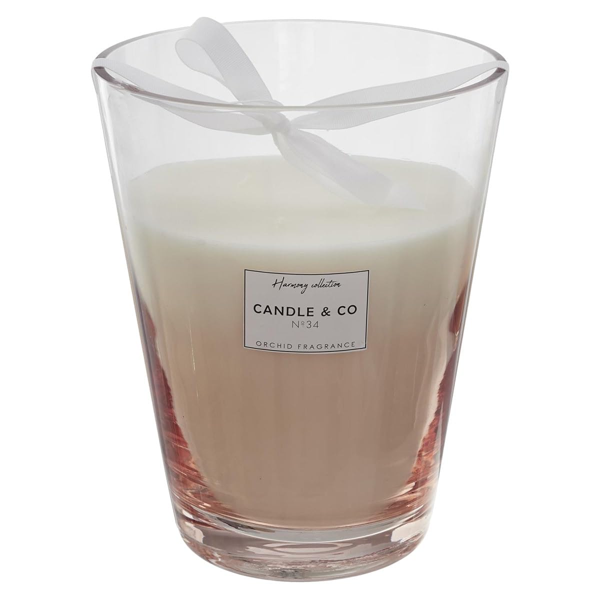 C L'AFFAIRE Grande candela profumata con 3 stoppini, vaso beige, profumo, orchidea, bianco, altezza 23 cm