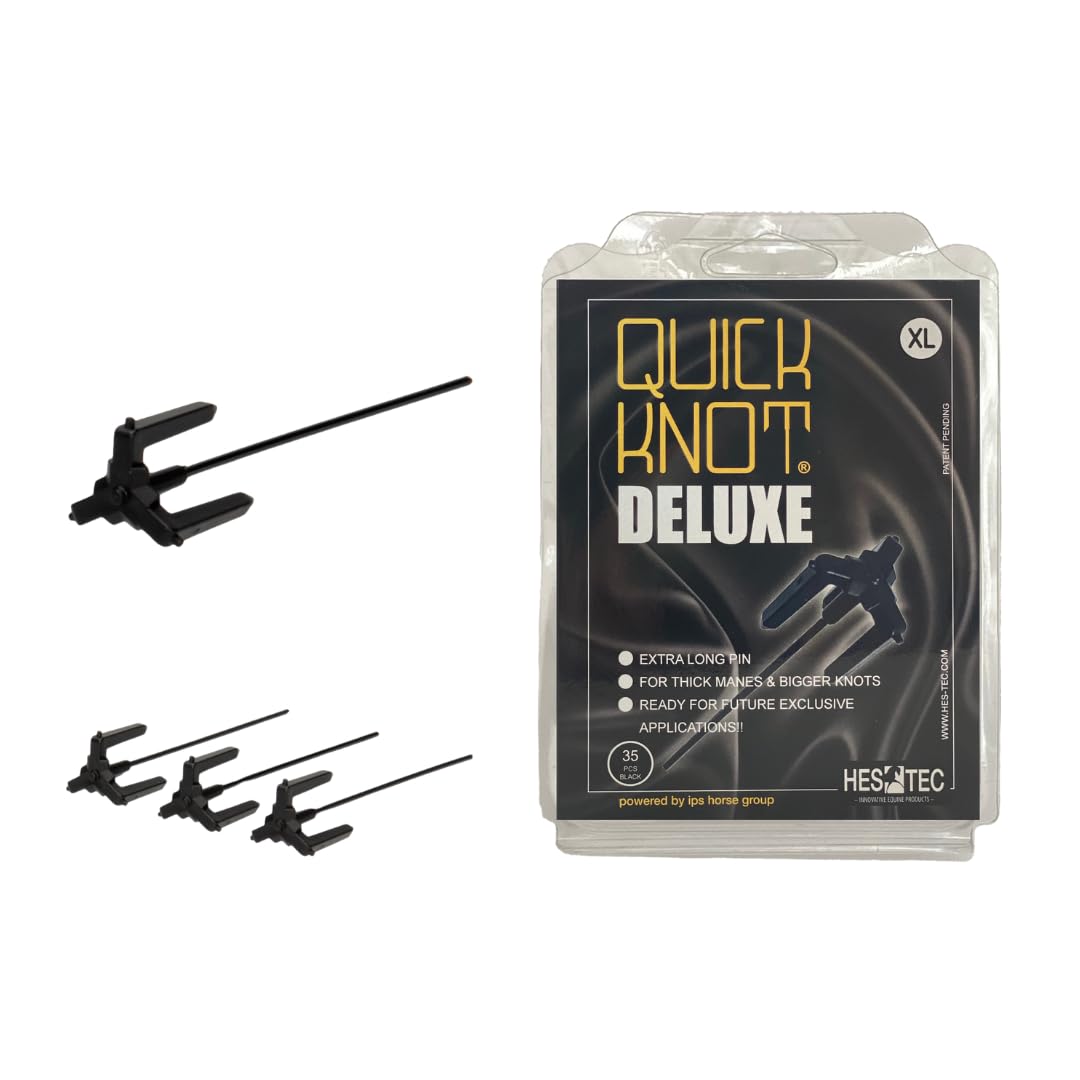Quick Knot® Deluxe | Plaiting Tool | Mane Clip for Braids | Suitable for Horses and Ponies | Reusable (XL, Black)