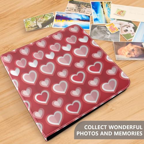 Álbum de Fotos Autoadhesivo DIY Scrapbook con 3 Anillas Corazones Rojos Temática Romántica Día de San Valentín 40 Páginas 8x10 para Memorias miniatura 5